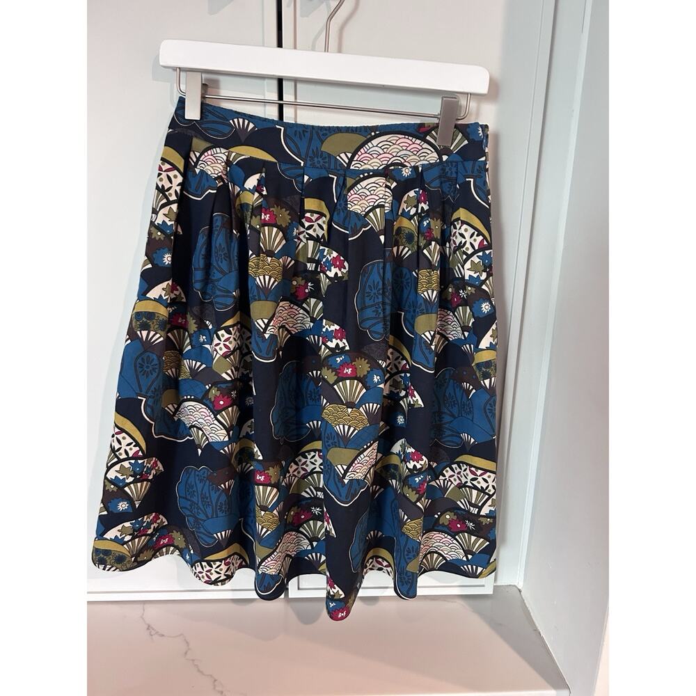 Grace Karin Skirt Womens Small Navy Fans Pleat Ruffle A-Line Short Business Zip